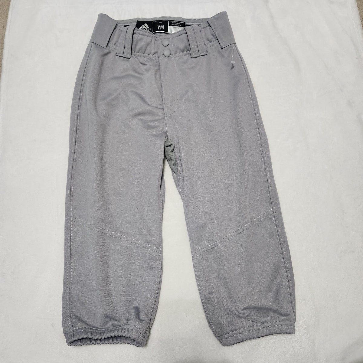 #167 NWOT Adidas YM 11-12 Gray Baseball Cropped Jersey Pants