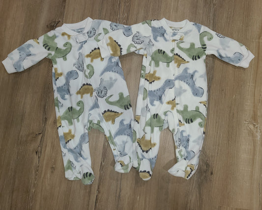 Seller #4 - NWOT Carter's 0-3 month boy dinosaur fleece pajama set