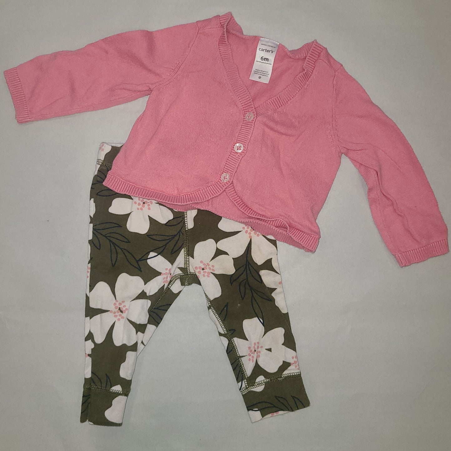 Seller #4 - Carter's 3-6 month girls pink cardigan + pants outfit