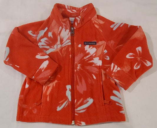 #188 Girls 2T Columbia Fleece Jacket Pink with White Floral (1 of 2)