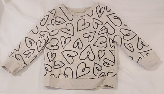 #188 Girls 2T Cat & Jack White Heart Sweatshirt (1 of 2)