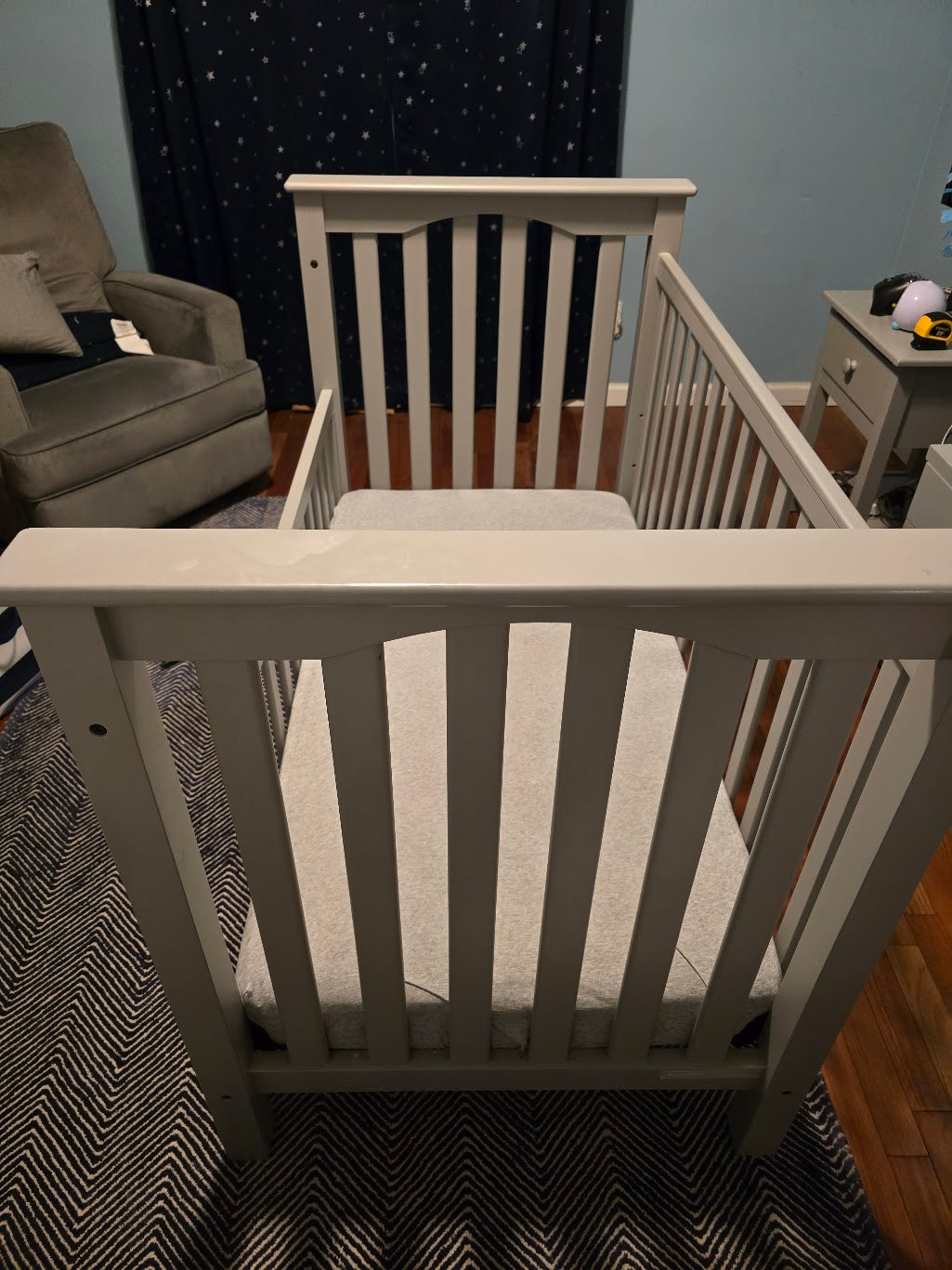 #131 Pottery Barn Kendall Convertible Crib in Gray with Toddler Bed Conversion Set - PPU Only
