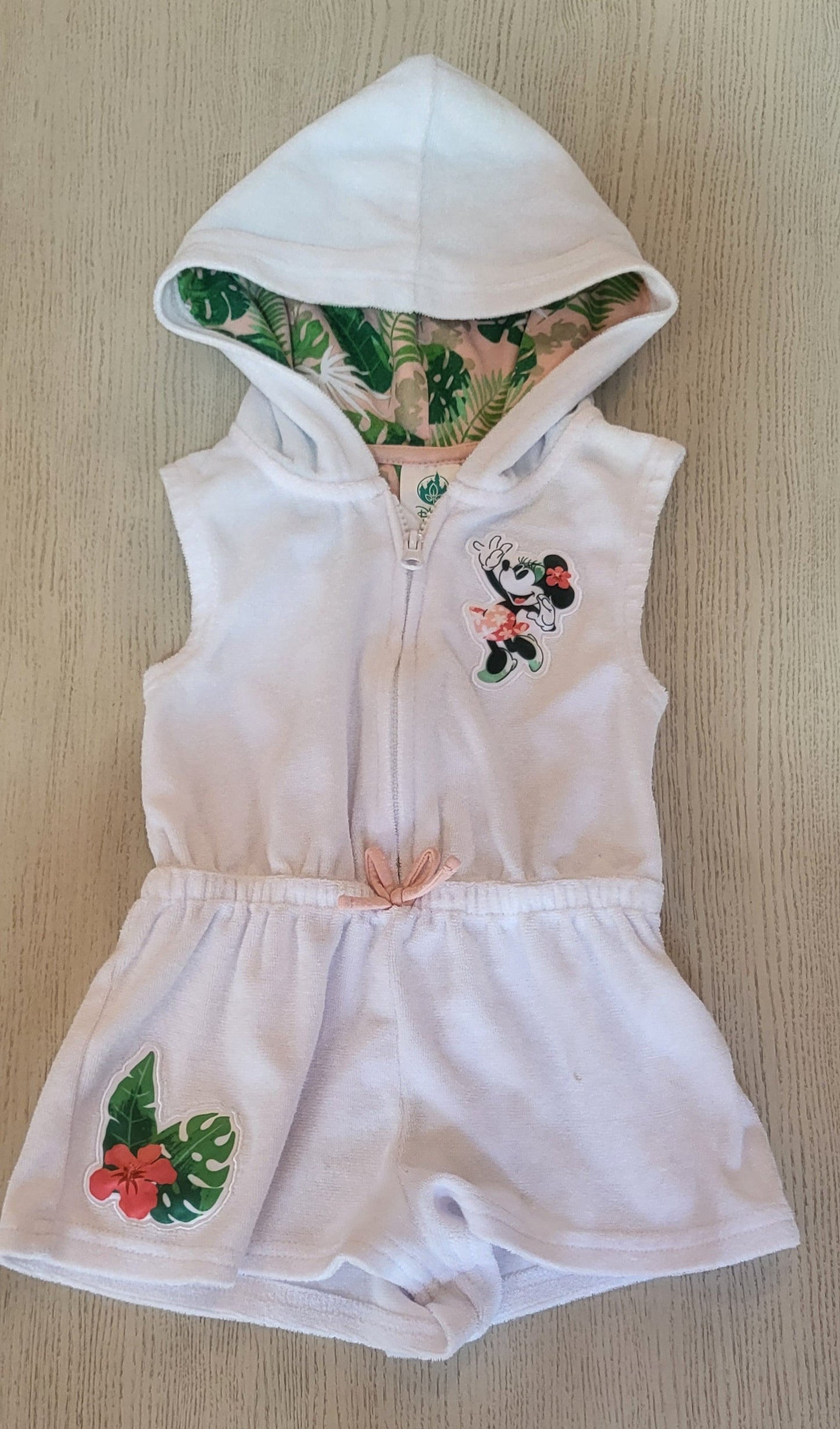 REDUCED: #9--- Girls 3T. Disney Girls Minnie Mouse Romper hooded swimsuit zip up cover up