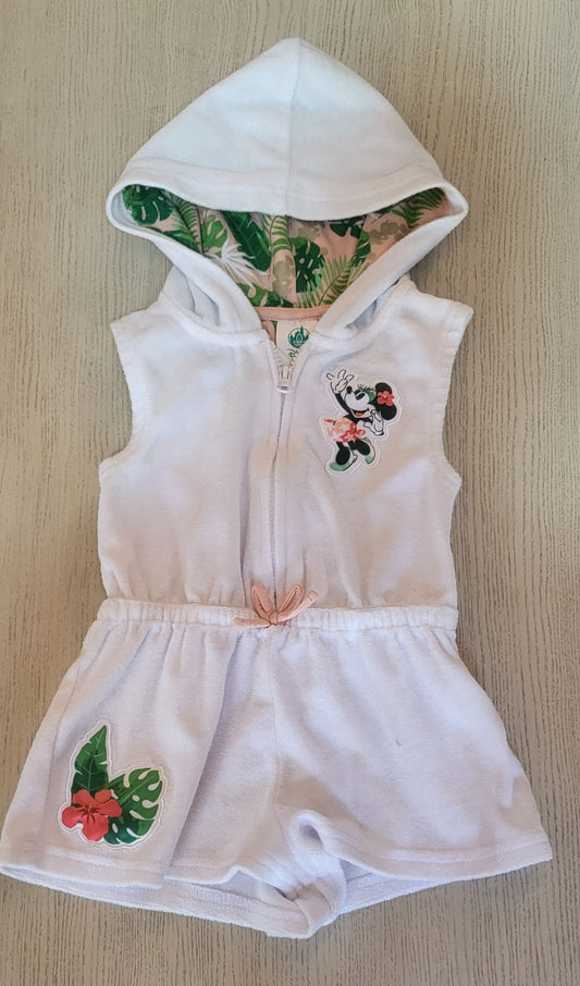REDUCED: #9--- Girls 3T. Disney Girls Minnie Mouse Romper hooded swimsuit zip up cover up