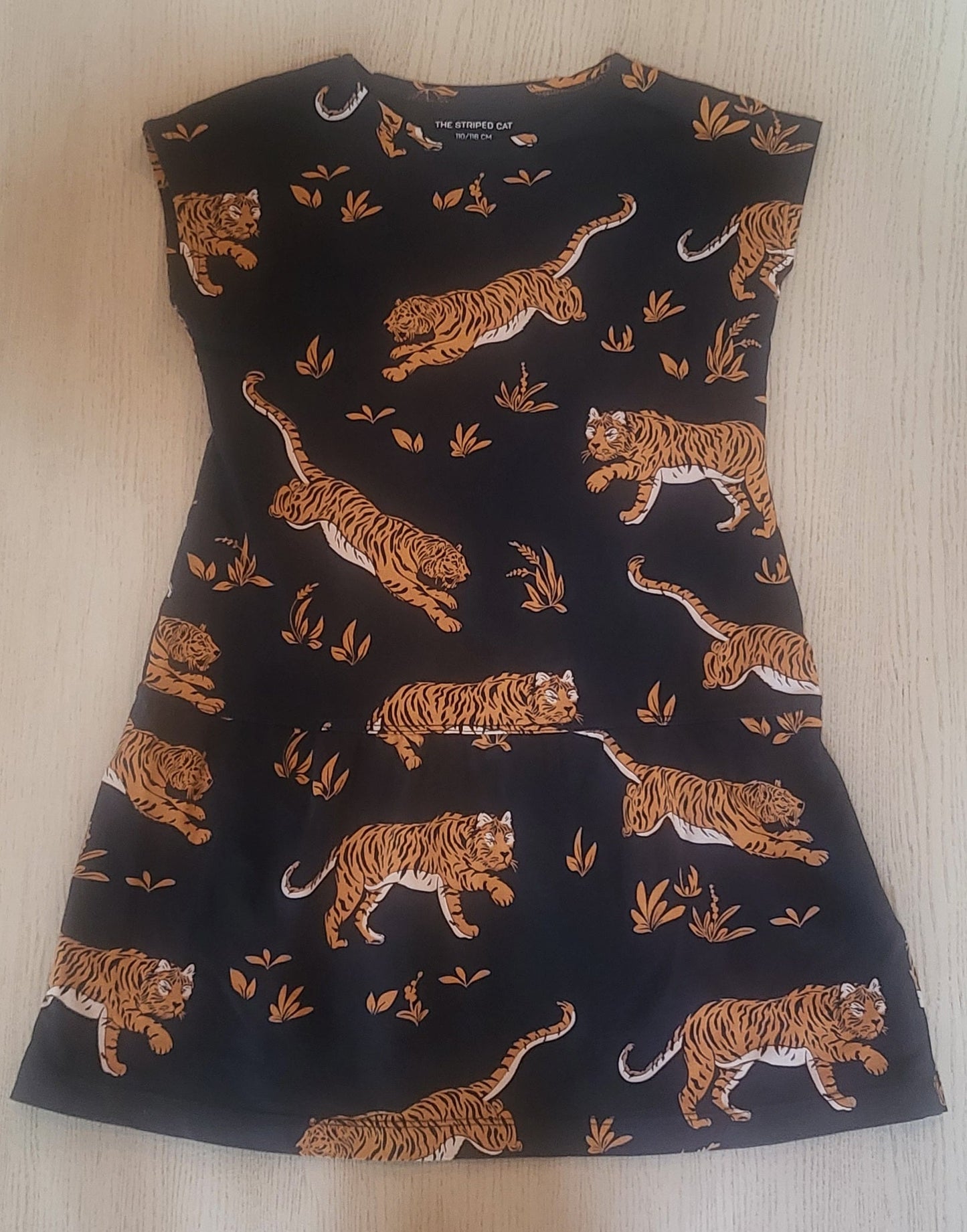 REDUCED: #9--- Girls 4-6. The Striped Cat Bengal tiger dress. Swedish brand.