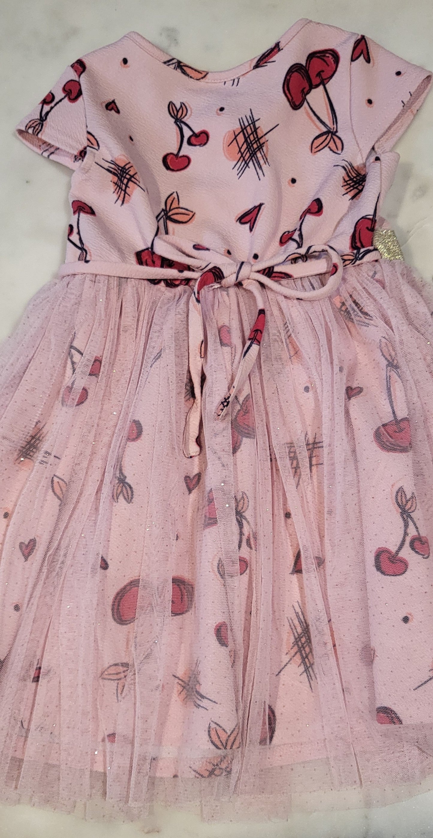 REDUCED: #9--- Girls 5. Cherries and hearts tulle dress.