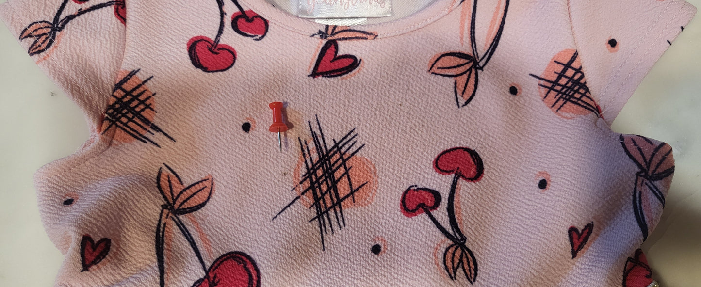 REDUCED: #9--- Girls 5. Cherries and hearts tulle dress.