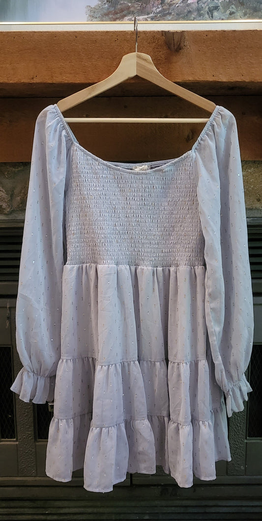 REDUCED: #9--- Women's M. Altar'd State lavender gray dress with metallic accents