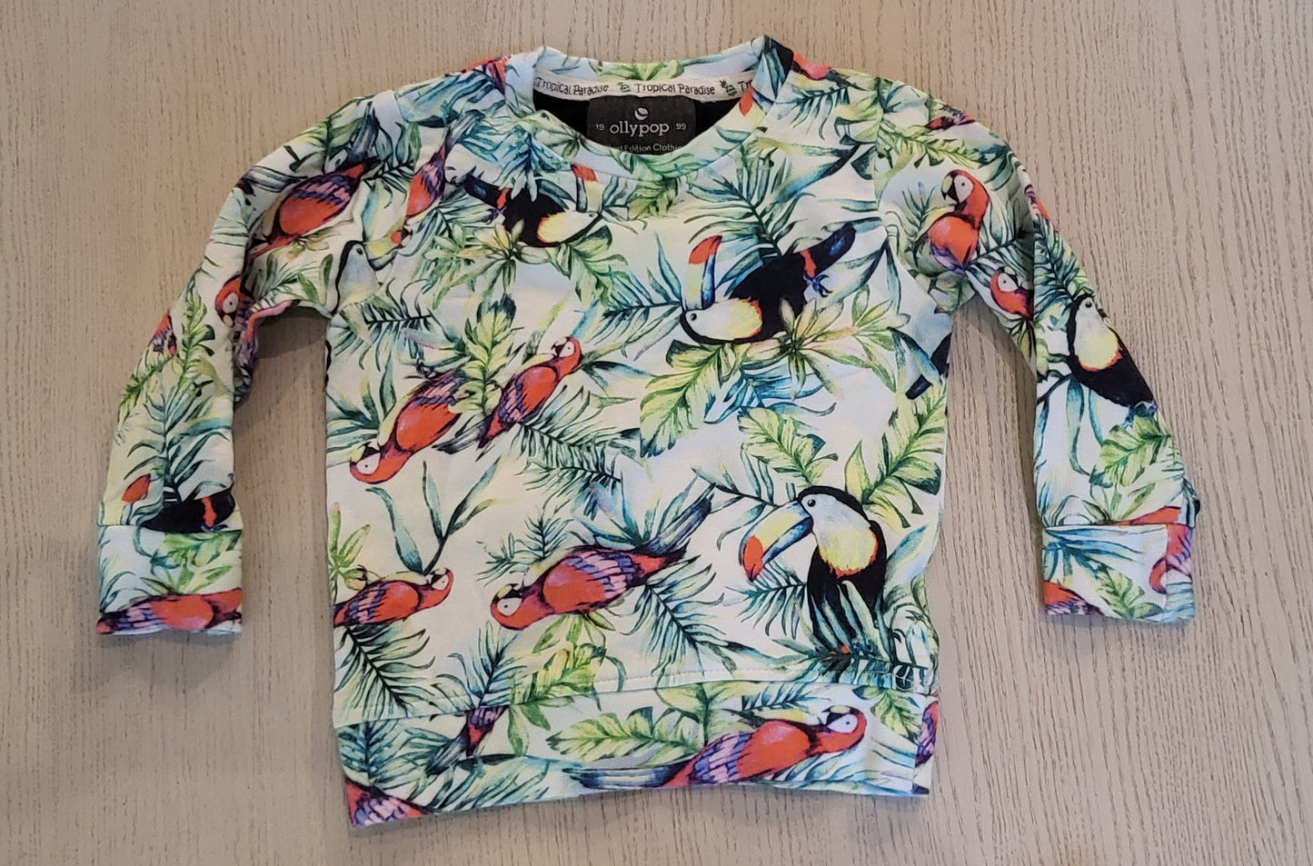 REDUCED: #9--- Boys Large/ 2T. Ollypop Tropical Paradise lightweight sweatshirt.