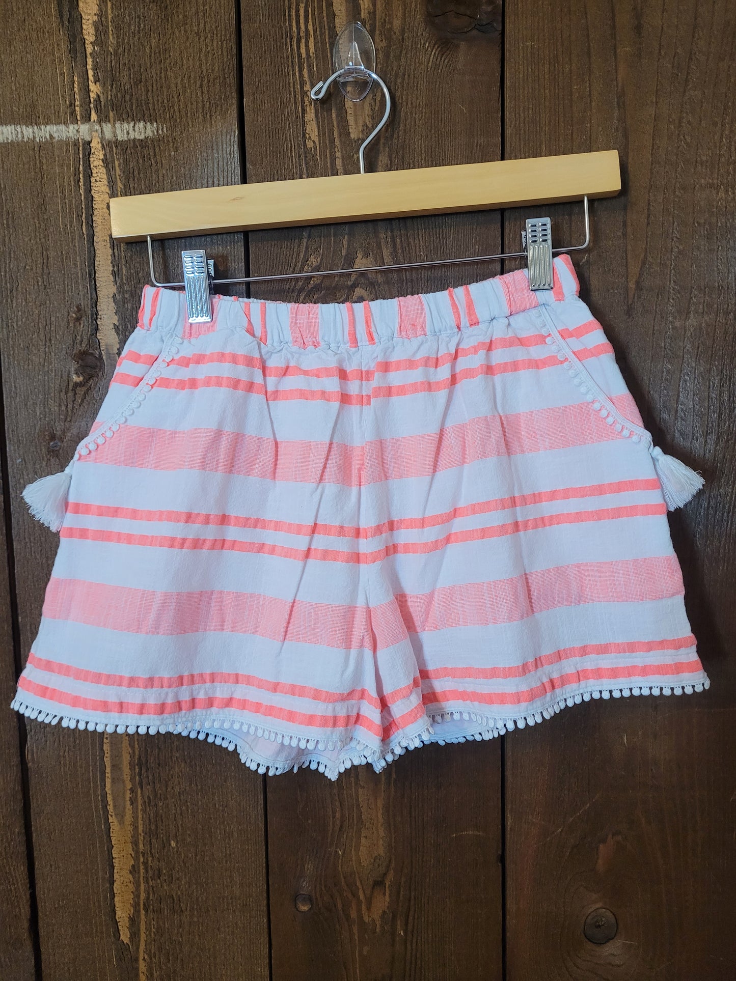 #111 Boden Striped Pom Shorts Girls Size 14Y