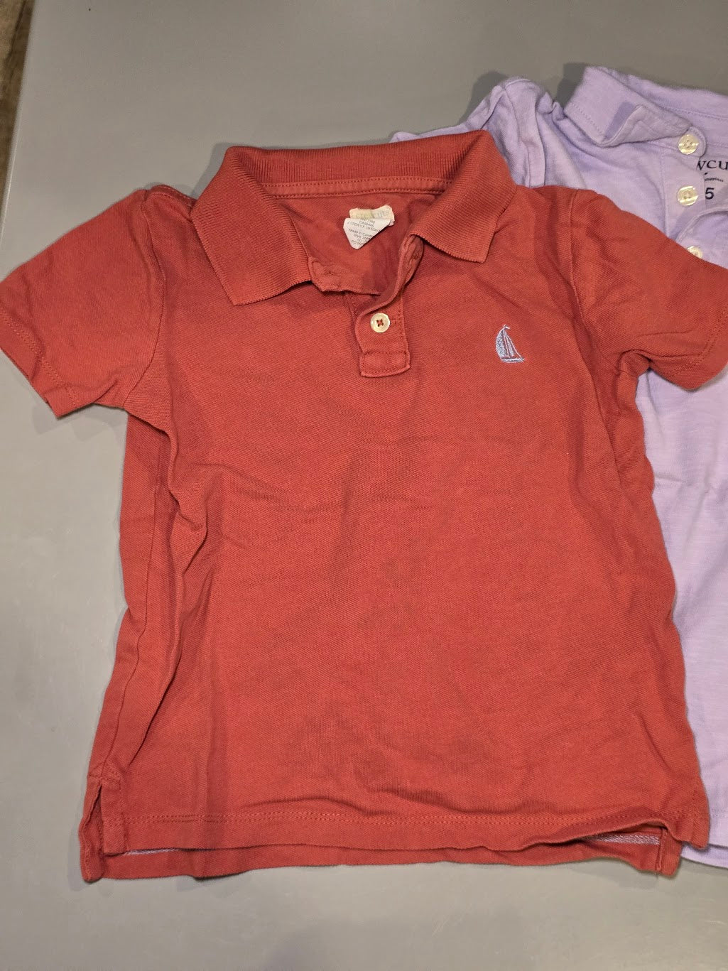 #131 REDUCED Two Crew Cuts collared shirts in burnt orange and light purple sz 4-5
