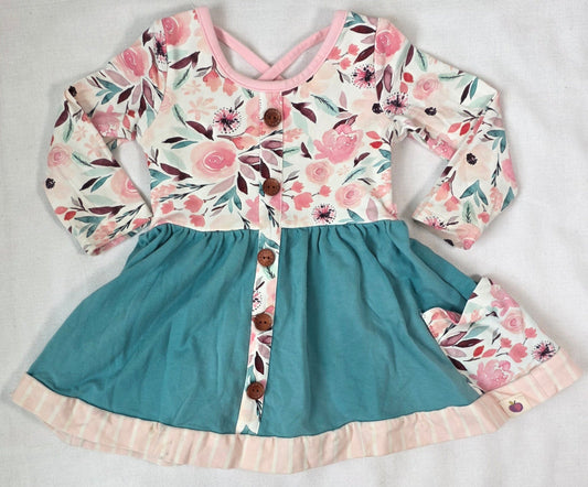 #190 Girls 6-12M Cheeky Plum Floral Dress