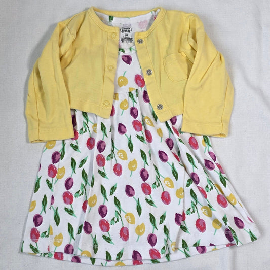 #190 Girls 6-9M Luvable Friends Tulip Dress with Cardigan