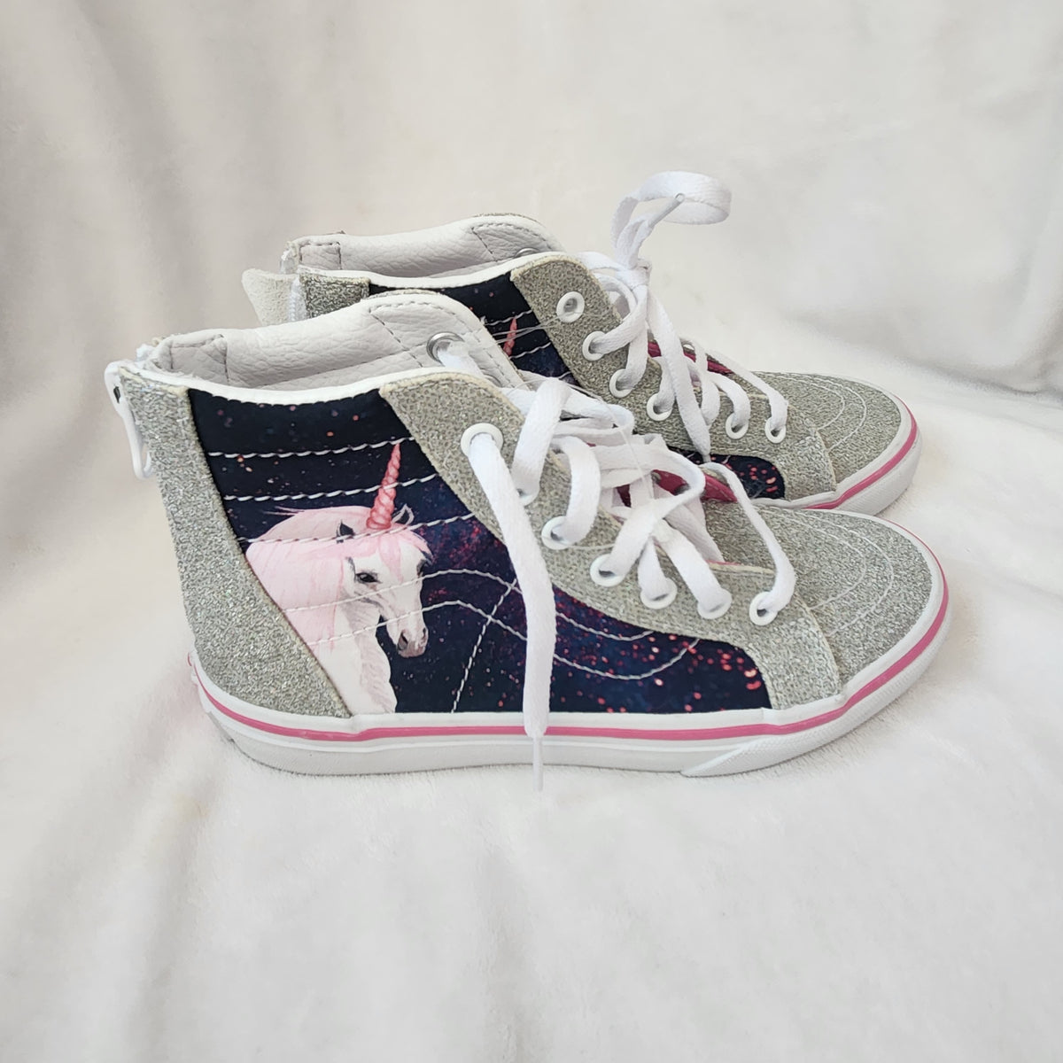 #167 NWT Rare Vans Sk8-Hi Zip Size 1 Toddler Unicorn Skate Shoes