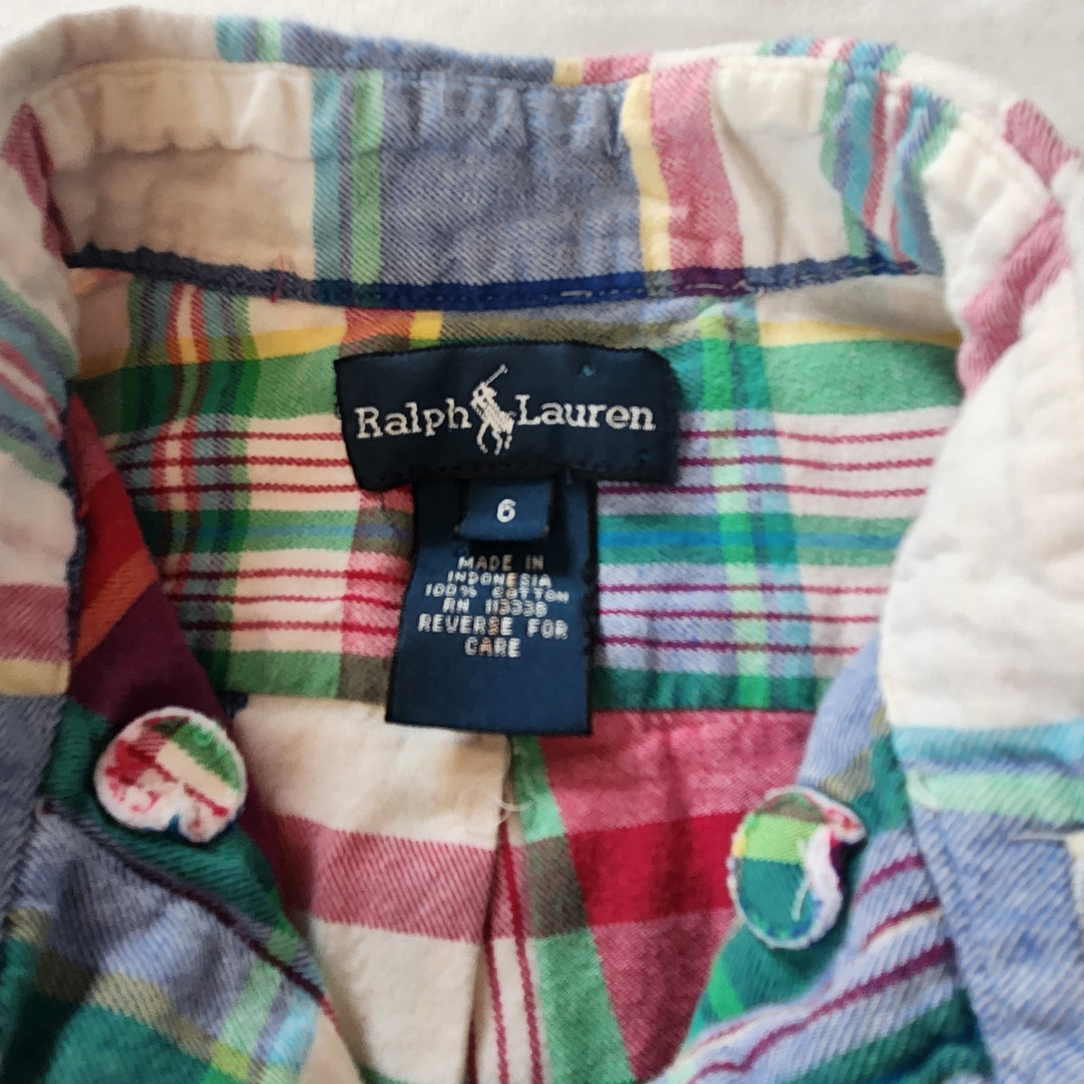 #167 Ralph Lauren Polo Size 6 Plaid Button Down Shirt