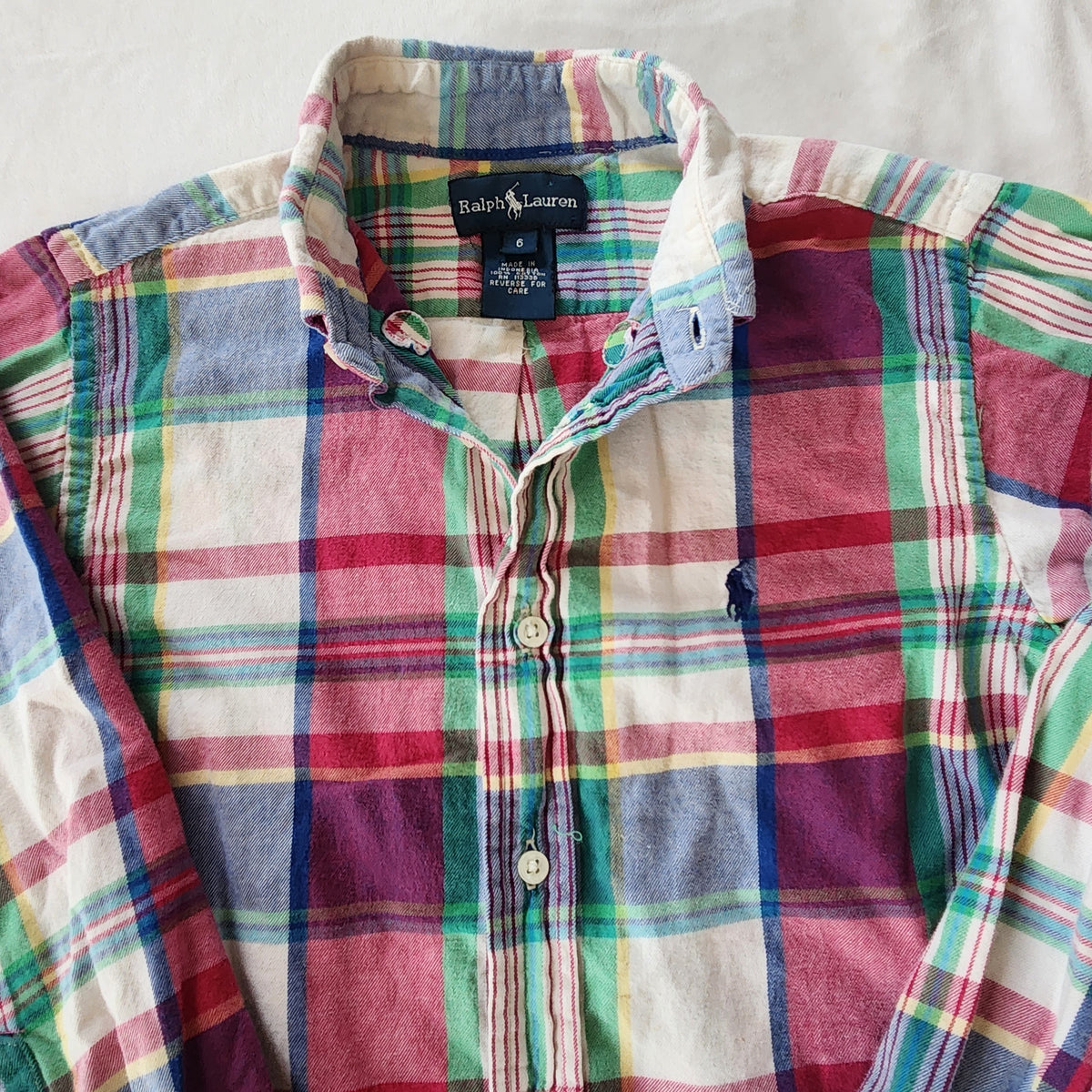 #167 Ralph Lauren Polo Size 6 Plaid Button Down Shirt