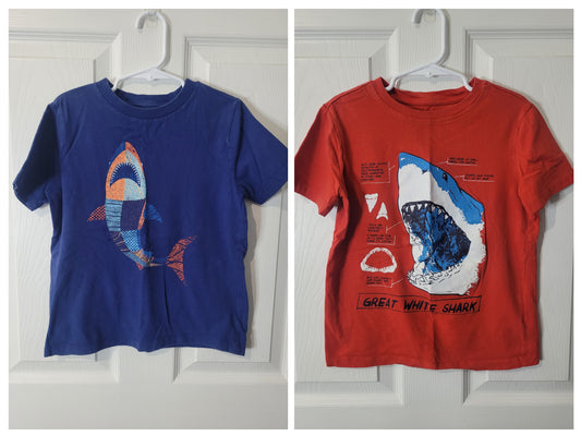 #44 Shark Tees (2) Boys Size S (6-7)