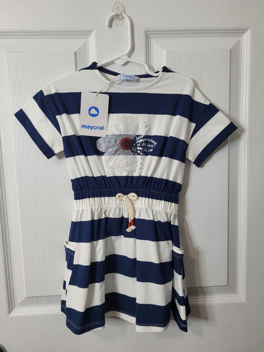*REDUCED* #44 NWT Mayoral Striped Drawstring Dress Girls Size 4