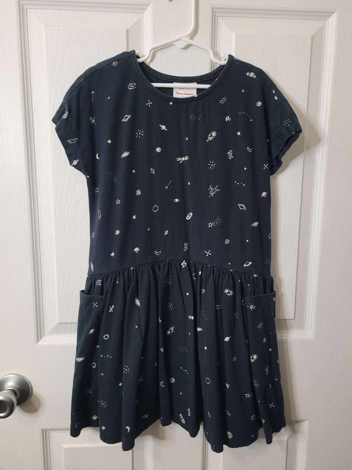 *REDUCED* #44 Hanna Andersson Space Short-Sleeve Dress Girls Size 130/8