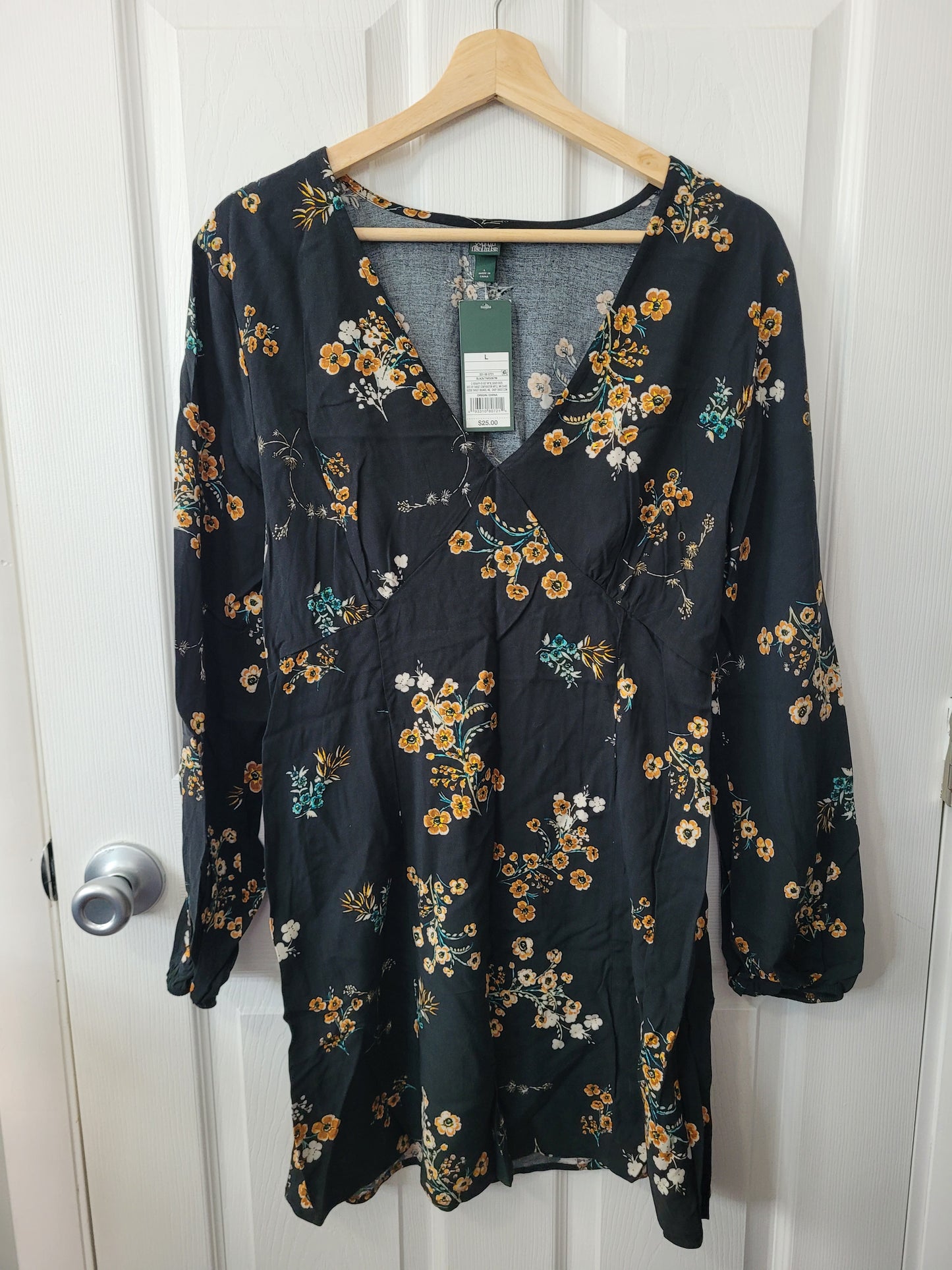 #44 NWT Wild Fable Floral Long-Sleeve Dress Women Size L