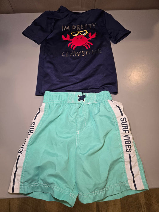 #131 REDUCED Boys Swimsuit set with rashguard and trunks sz 3T