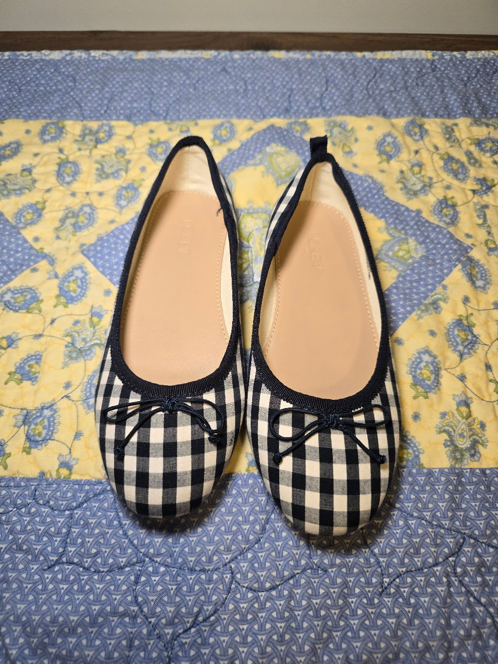 #131 REDUCED J Crew blue gingham flats sz 1