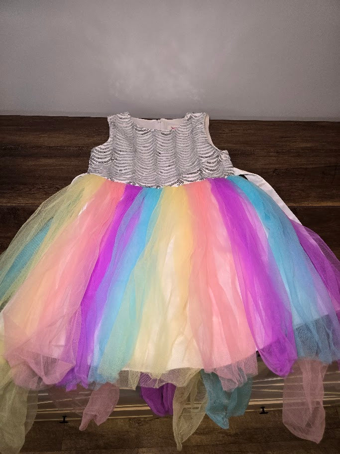 #131 REDUCED Sequin and tulle rainbow hi lo dress sz 7