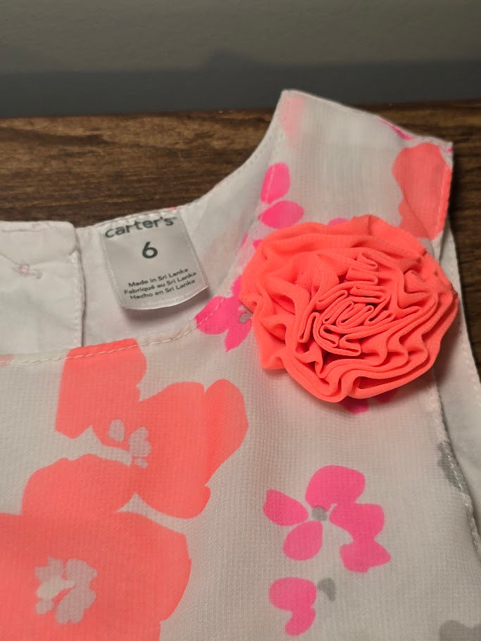 #131 REDUCED Carter's Pink & Coral floral dress sz 6