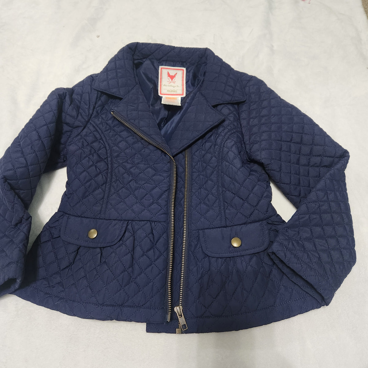 #167 Gymboree 5-6 Quilted Navy Peplum Jacket