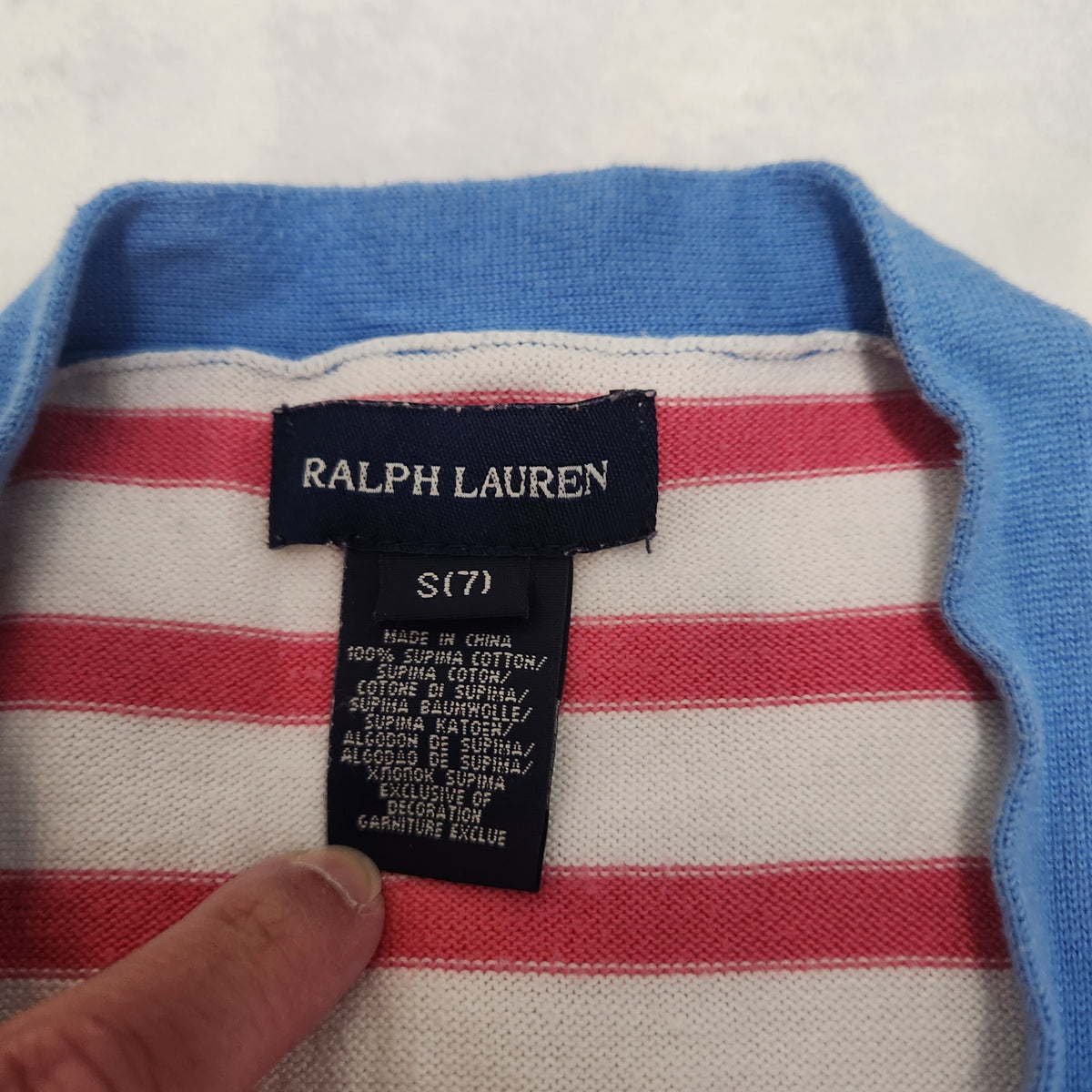#167 Ralph Lauren Polo Sze 7 Striped V Neck Cardigan Sweater