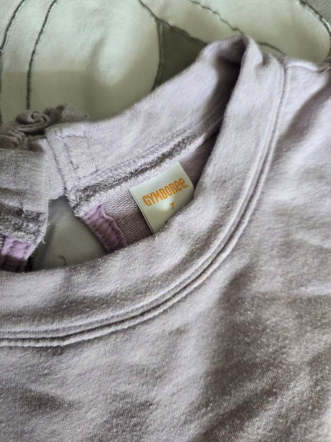#131 Gymboree lilac peacock sweatshirt dress sz 7