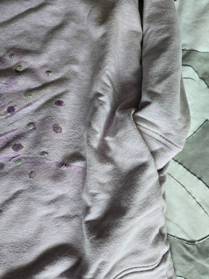 #131 Gymboree lilac peacock sweatshirt dress sz 7