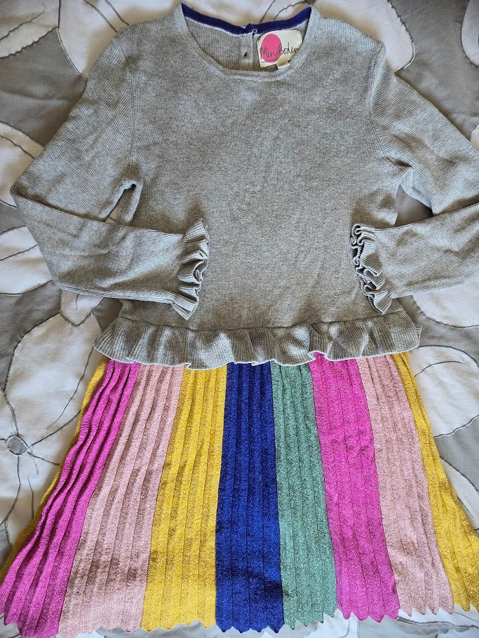 #131 Mini Boden sweater dress with multi-color shimmer skirt sz 7 - 8