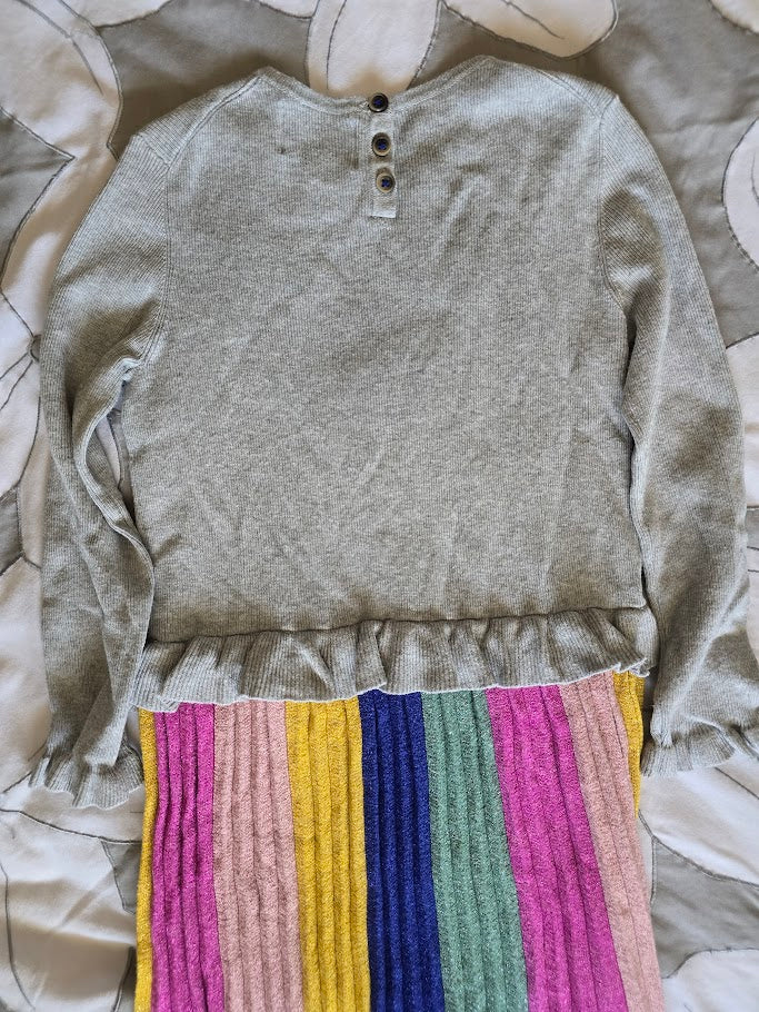 #131 Mini Boden sweater dress with multi-color shimmer skirt sz 7 - 8