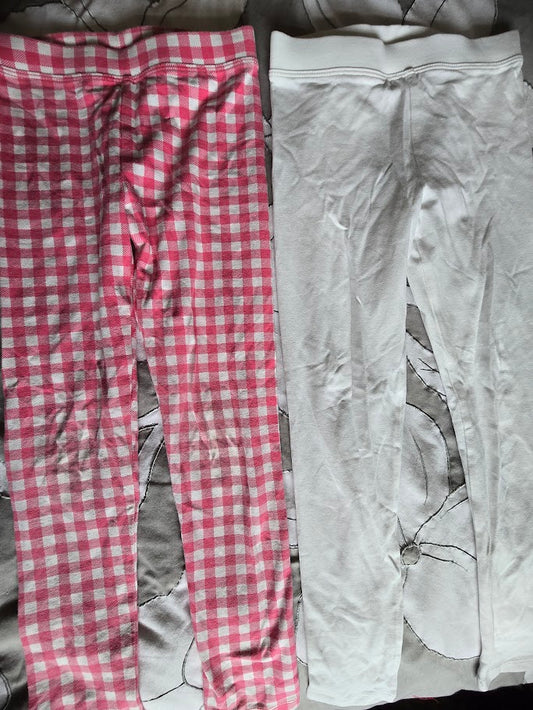 #131 J Crew Cuts girls 2 leggings in pink gingham and white sz 6 - 7