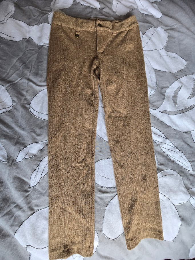 #131 Girls Polo soft herringbone khaki pants sz S (7)