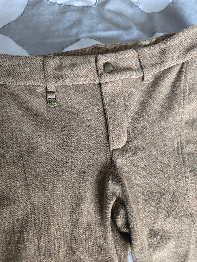 #131 Girls Polo soft herringbone khaki pants sz S (7)