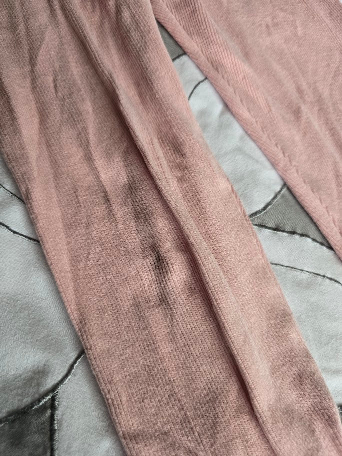 #131 Mini Boden pink ribbed ruffle bottom leggings sz 9 - 10