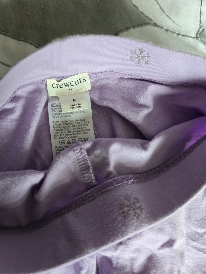 #131 J Crew Cuts girls purple with snowflake leggings sz 8