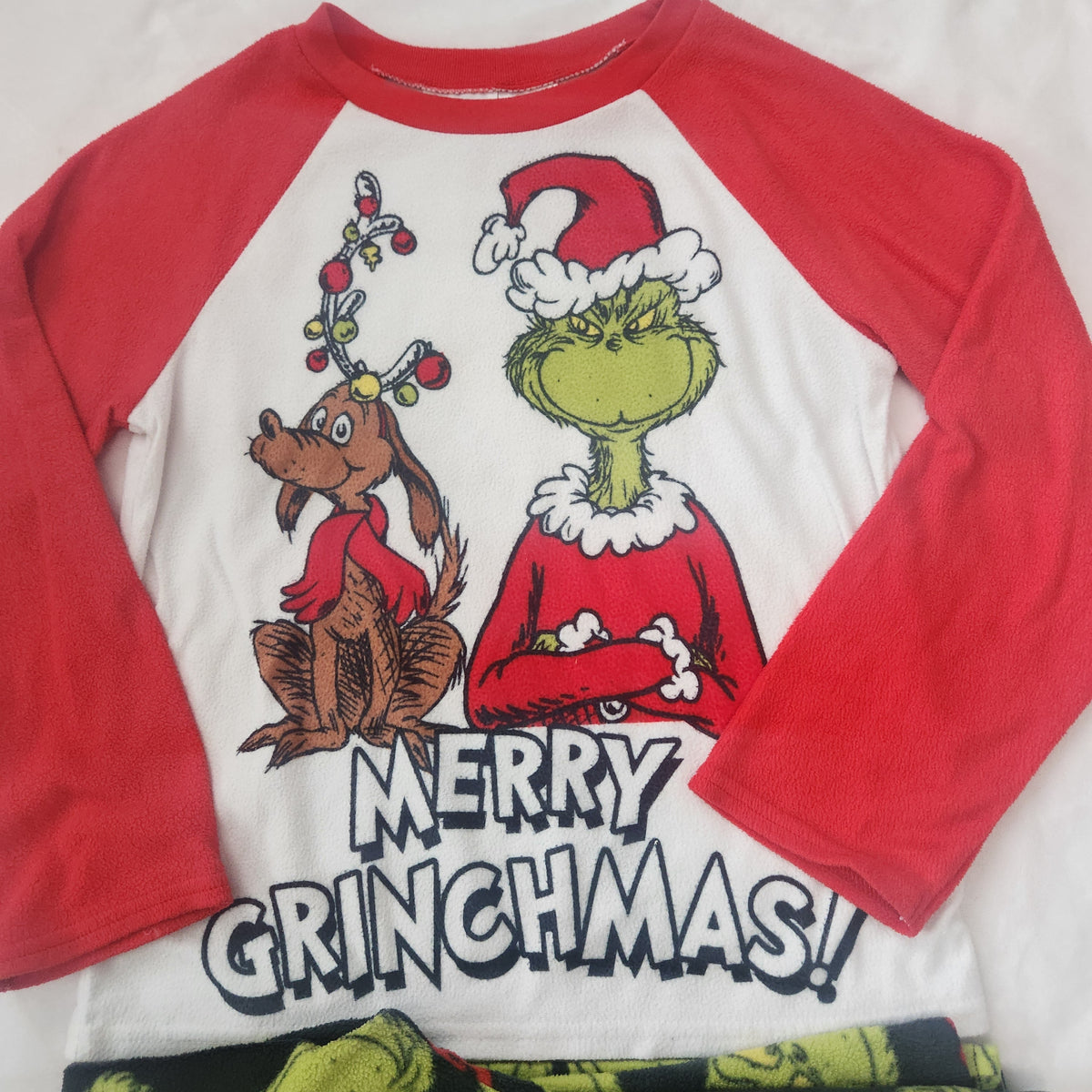 #167 Dr. Seuss The Grinch Sz 8 Merry Grinchmas Fleece Pajamas