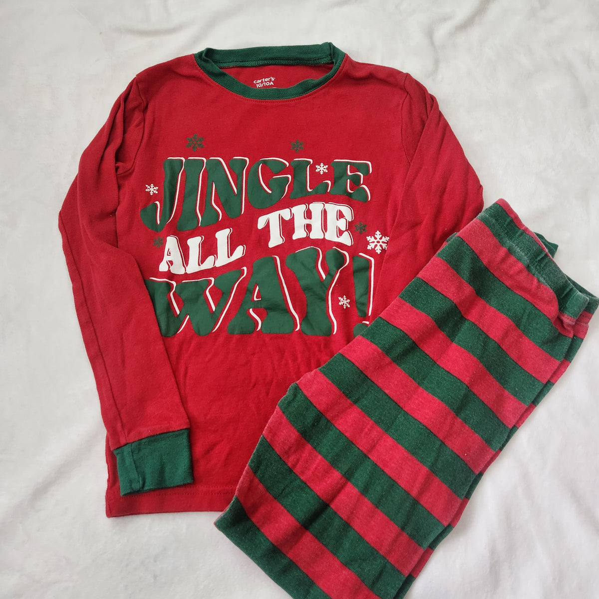 #167 Cat & Jack & Carter's Size 10 Holiday Kids Pajama Set Bundle Of 2