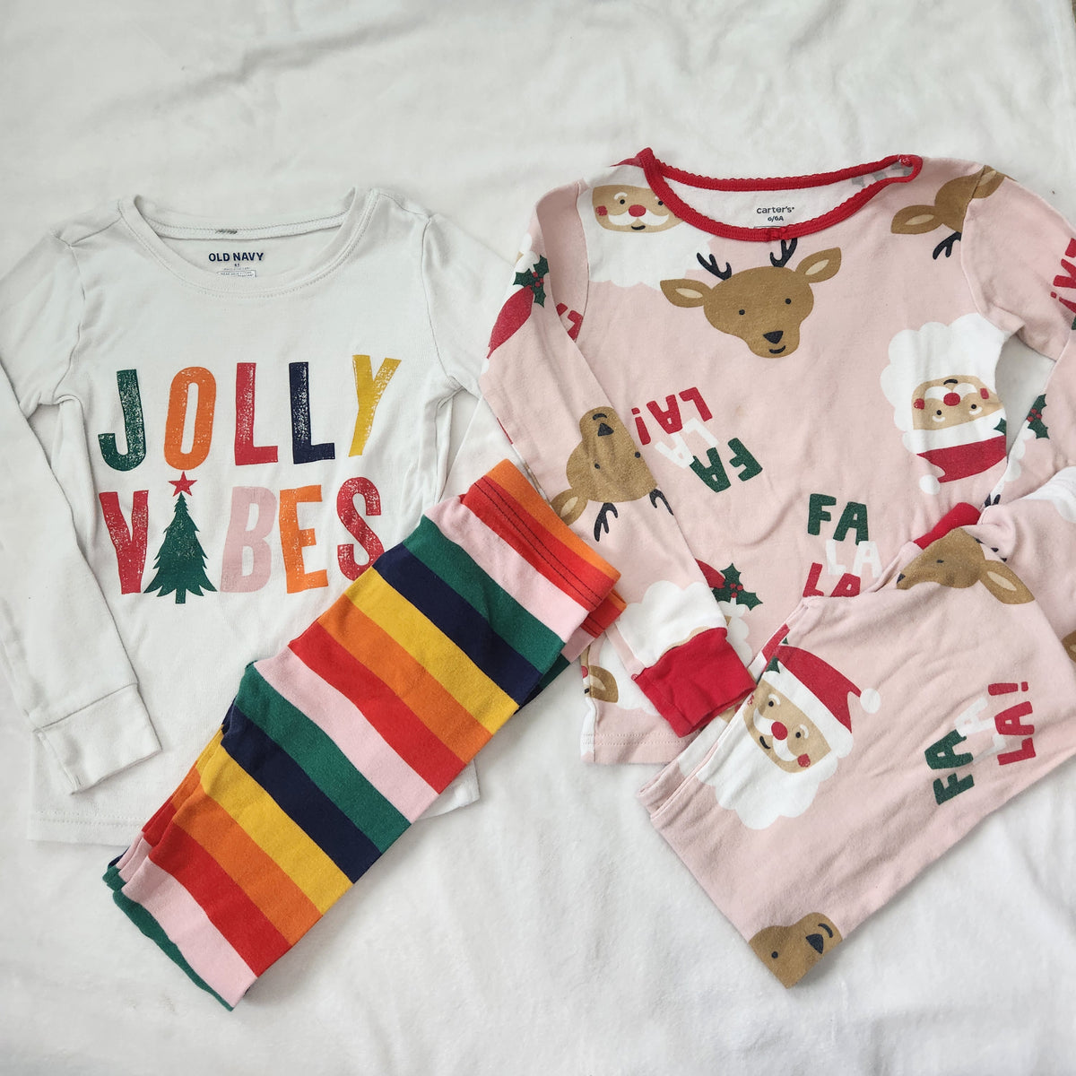 #167 Old Navy & Carter's Size 6 Christmas Pajamas Bundle Of 2