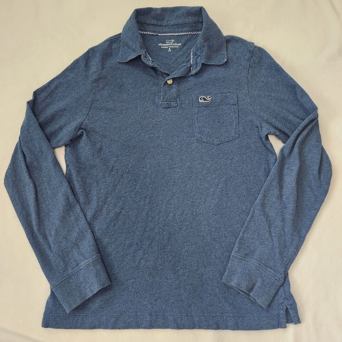 #167 Vineyard Vines 8-10 Long-Sleeve Blue Polo Shirt