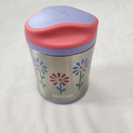 #167 Contigo Stainless Food Jar with Pink & Lavender Lid and Floral Print