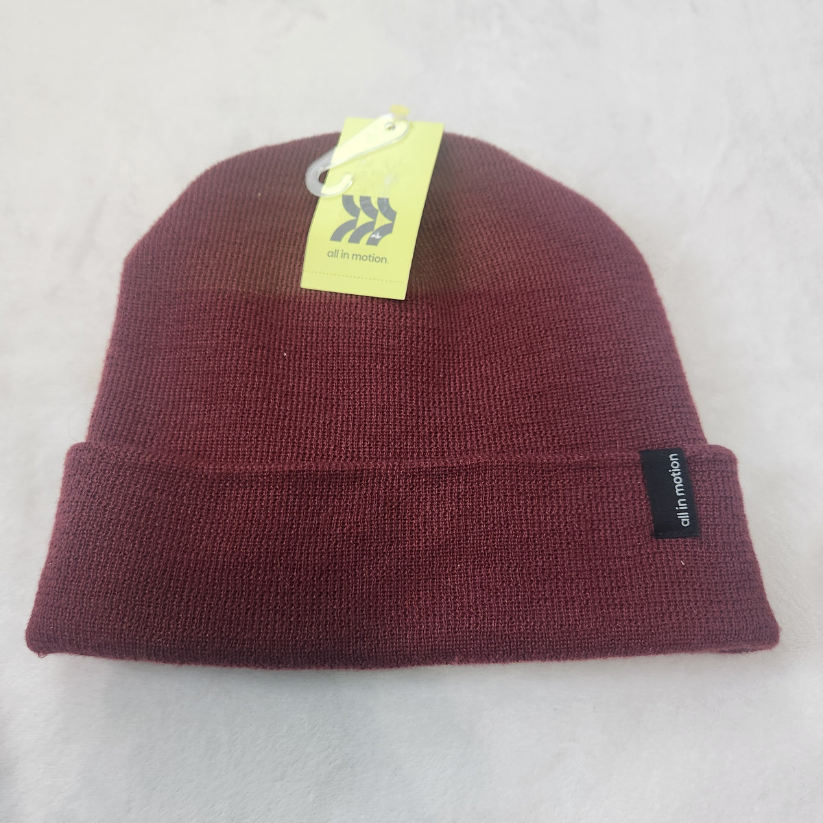 #167 NWT All in Motion OSFA Maroon Cuffed Knit Beanie Hat