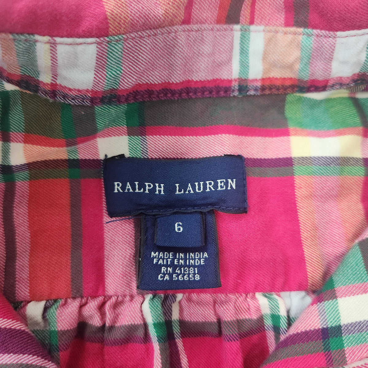 #167 Ralph Lauren Polo Size 6 Fuchsia Plaid Ruffle-Collar Button Shirt