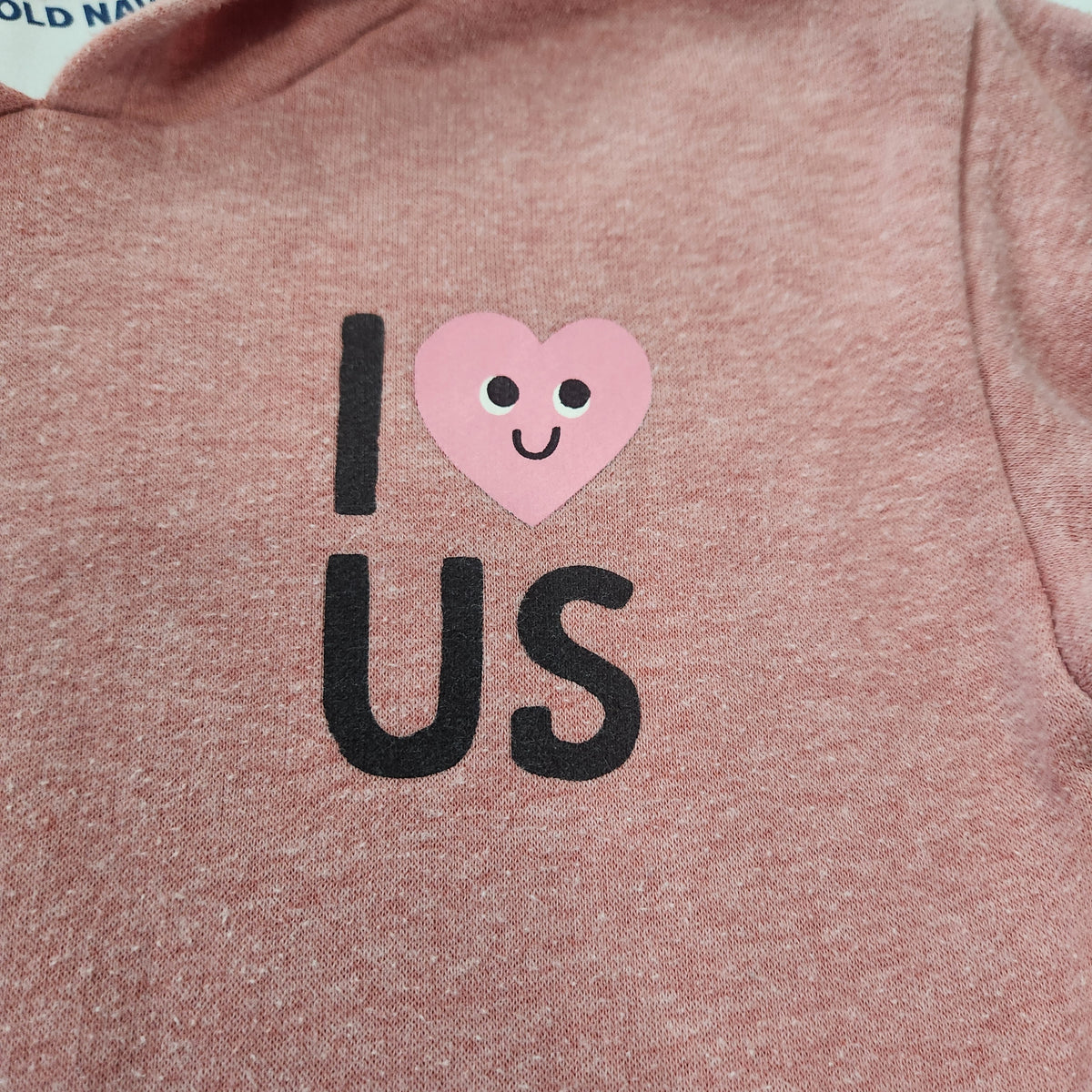 #167 Old Navy 5T Rose Pink Hooded Sweatshirt Dress with Heart Graphic