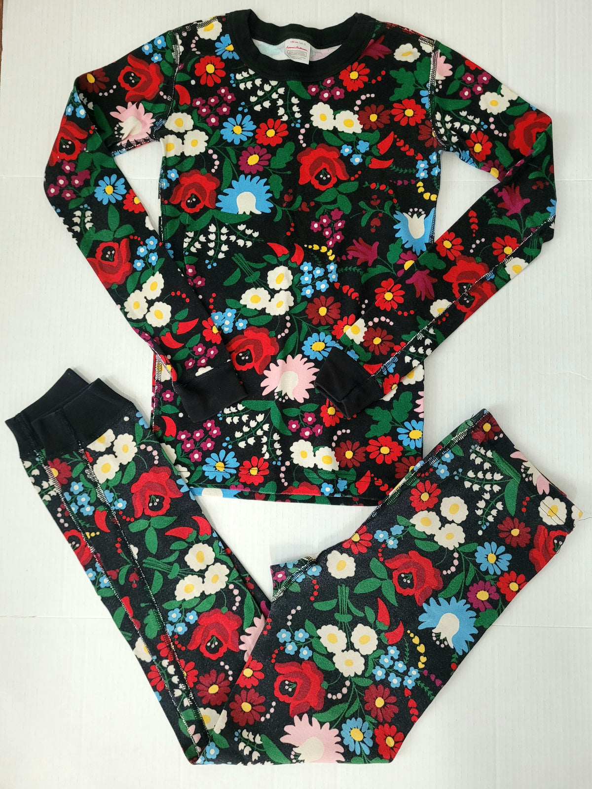 #164 Hanna Andersson Flower Pajamas Girls 150 (12)