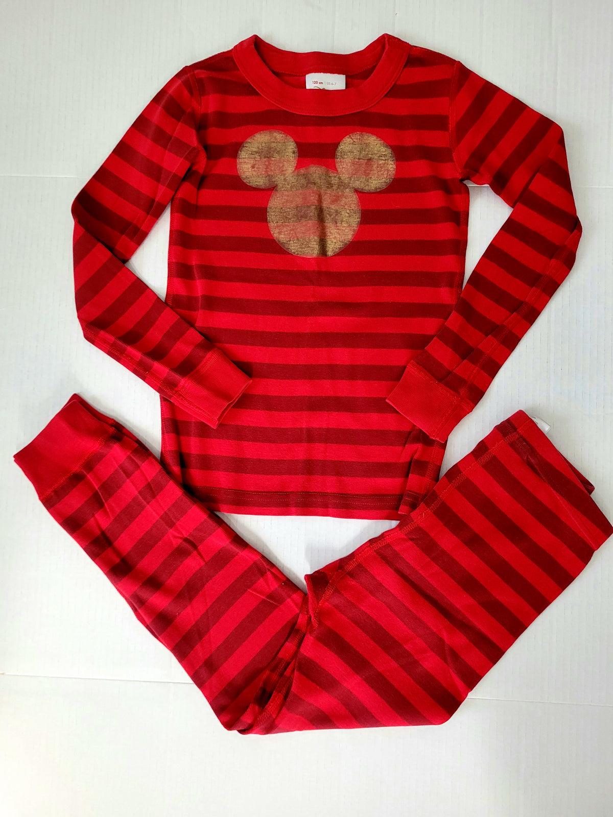 #164 Hanna Andersson Disney Mickey Mouse Striped Pajamas Boys 120 (6-7)