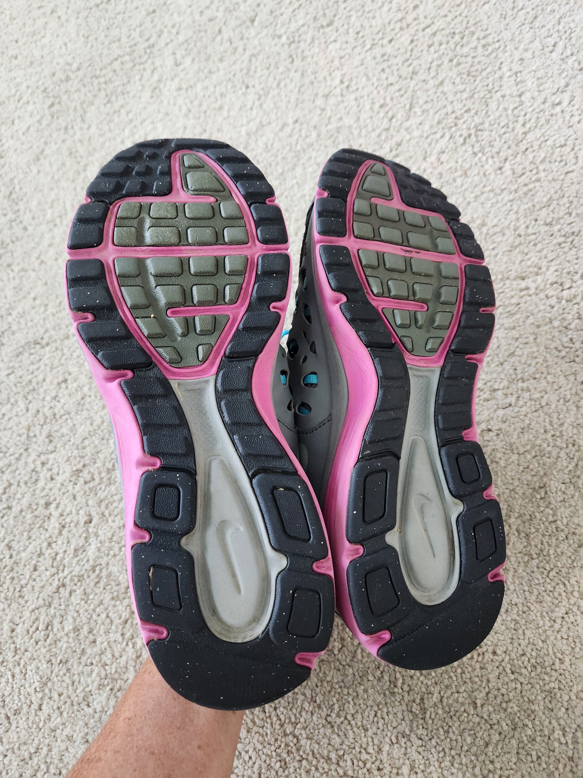 #167 Nike Women's 7.5 Dual Fusion Run 2 Cool Grey/Gamma Blue/Club Pink Sneakers